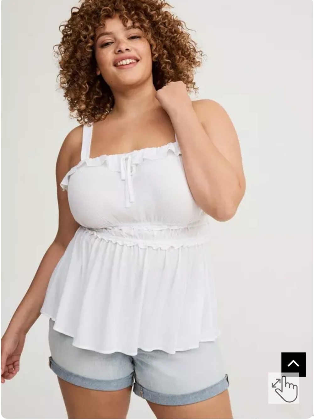 Torrid Sz 3 White Ruffle-Trim Peplum Camisole